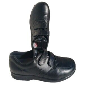 SAS Me Too EZ Strap Womens Comfort Walking Shoe Black Leather 8 Made in USA EUC